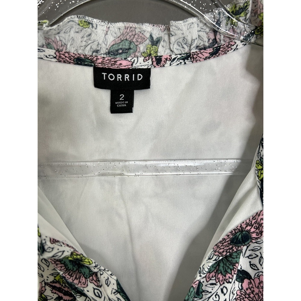 Torrid Dress Women Plus Size 2 Midi Wash Gauze Tiered Floral Multicolor 40261097 - Picture 9 of 16